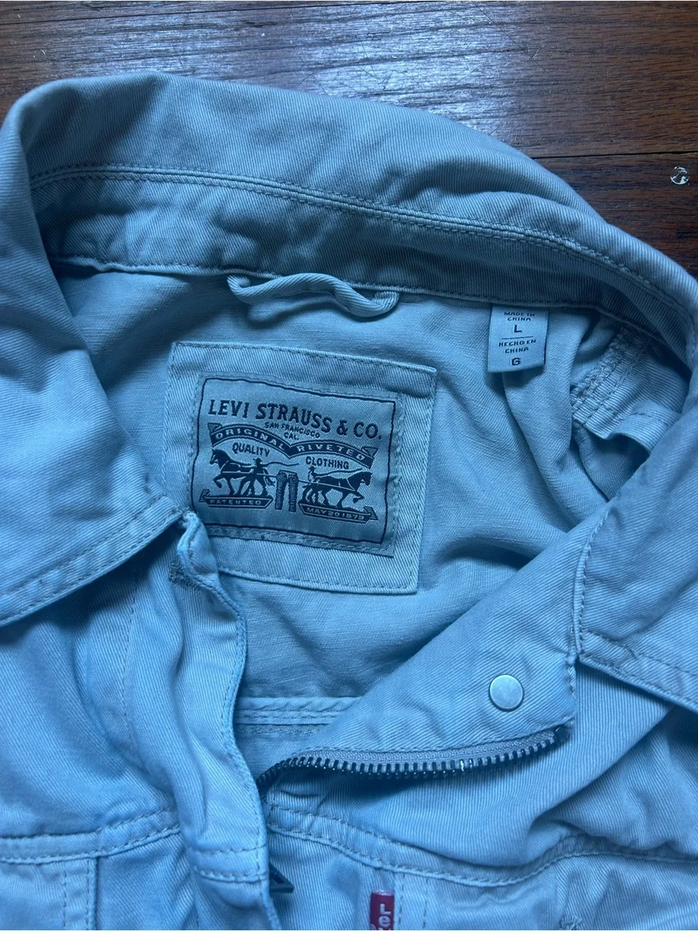 Levi’s Denim Cotton Trucker Jacket Men’s Size Large Zipper Off White Gray
